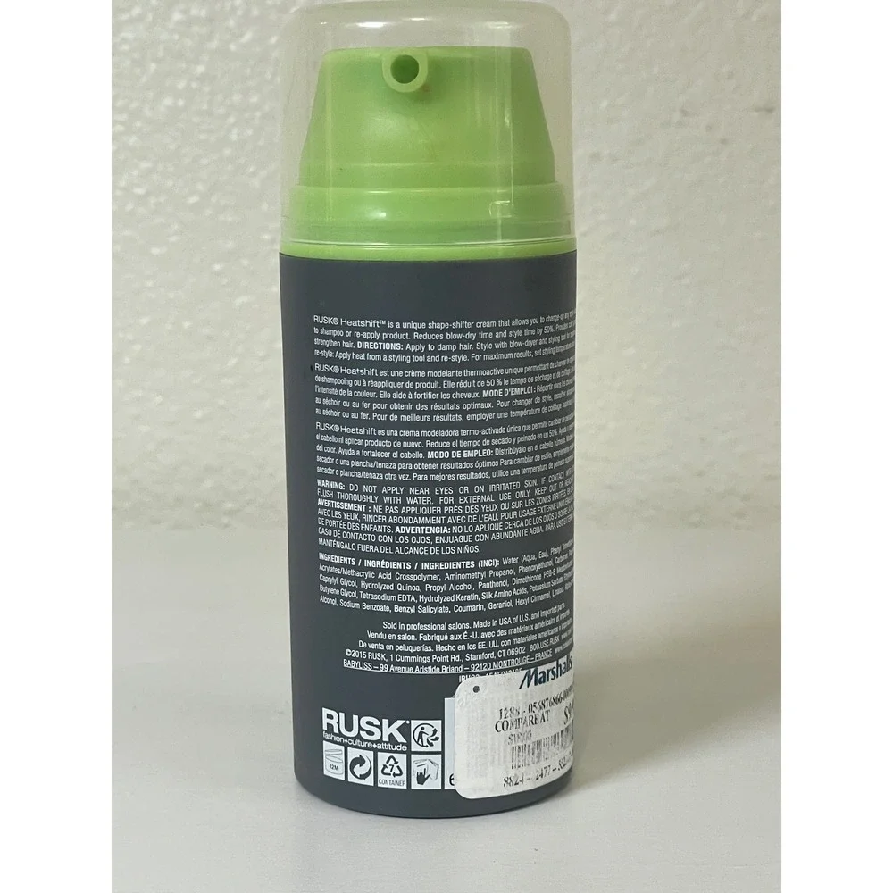 Rusk Heatshift Re-Styling Cream 3.4oz Grey Full Medium Hold Heat Activated